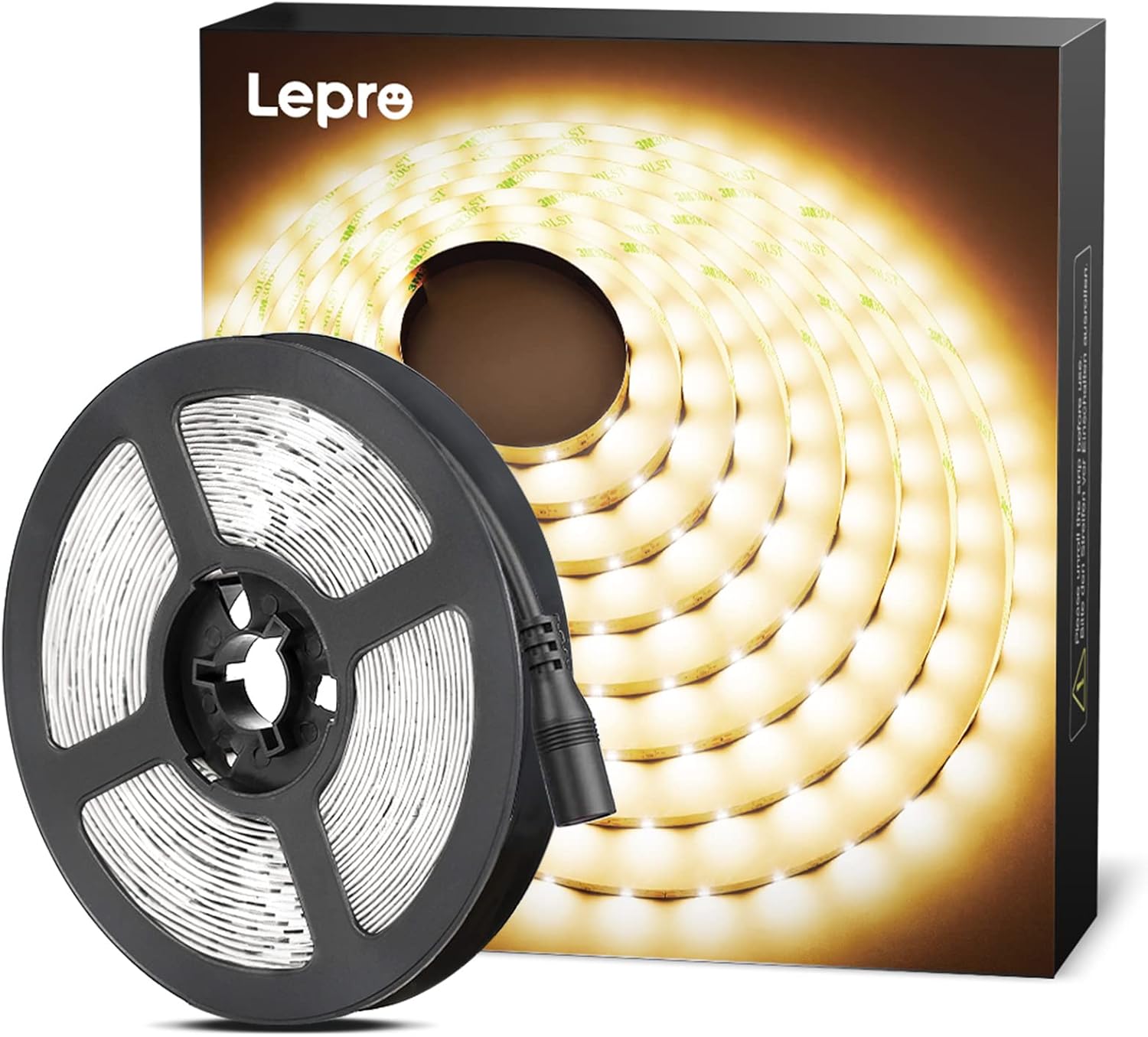 Lepro 5M Warm White LED Strip Without 12V Power Plug, 2300lm 3000K LED Tape, 300...