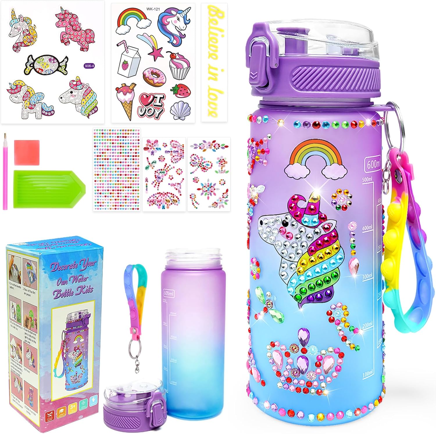 Kids Water Bottle Decoration: Ideal Birthday Christmas Gifts Unicorn Toys Painti...