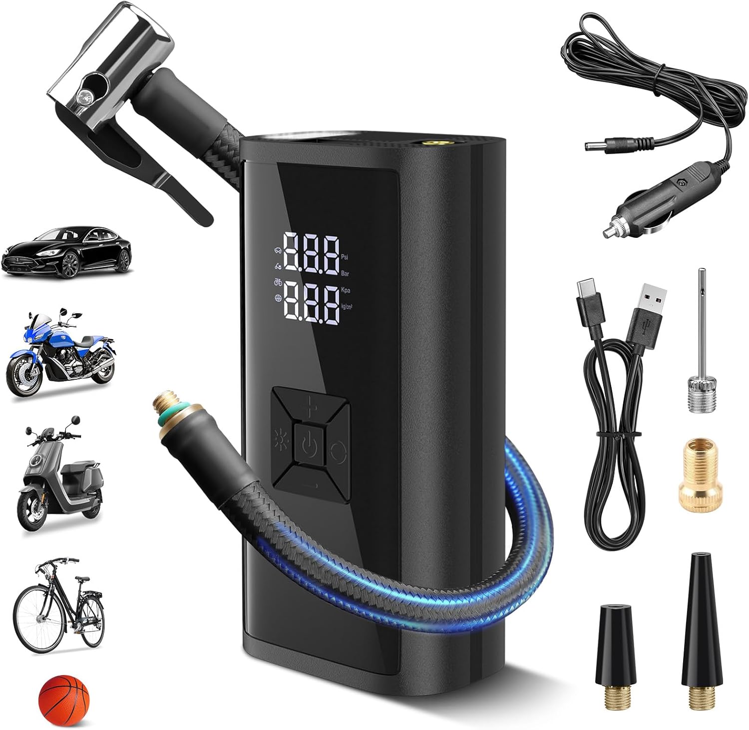 Lytool Cordless Tyre Inflator Air Compressor, DC 12V Car Tire Pump, 150PSI 6000m...