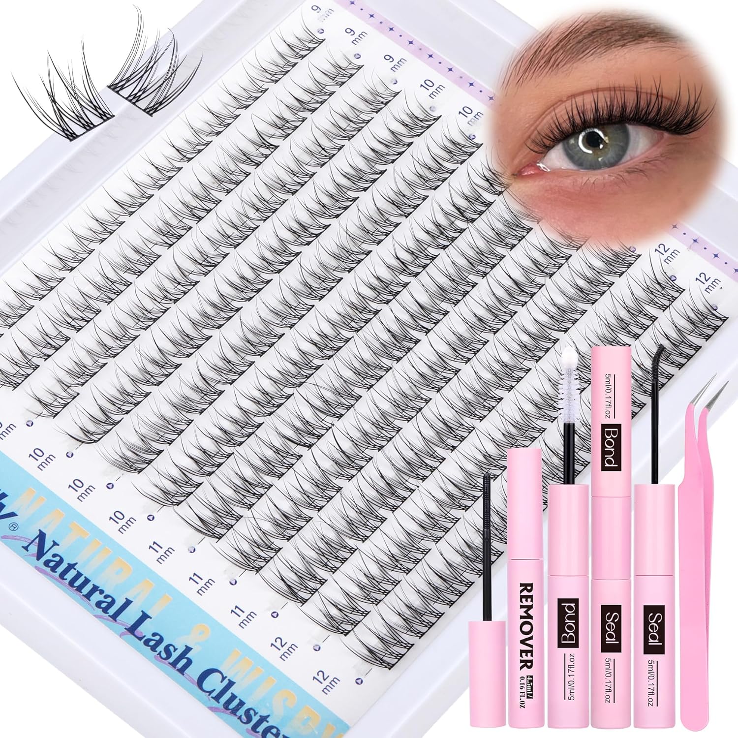 Natural Lash Clusters Kit DIY Lash Extension Kit Wispy Eyelash Extension Kit C C...
