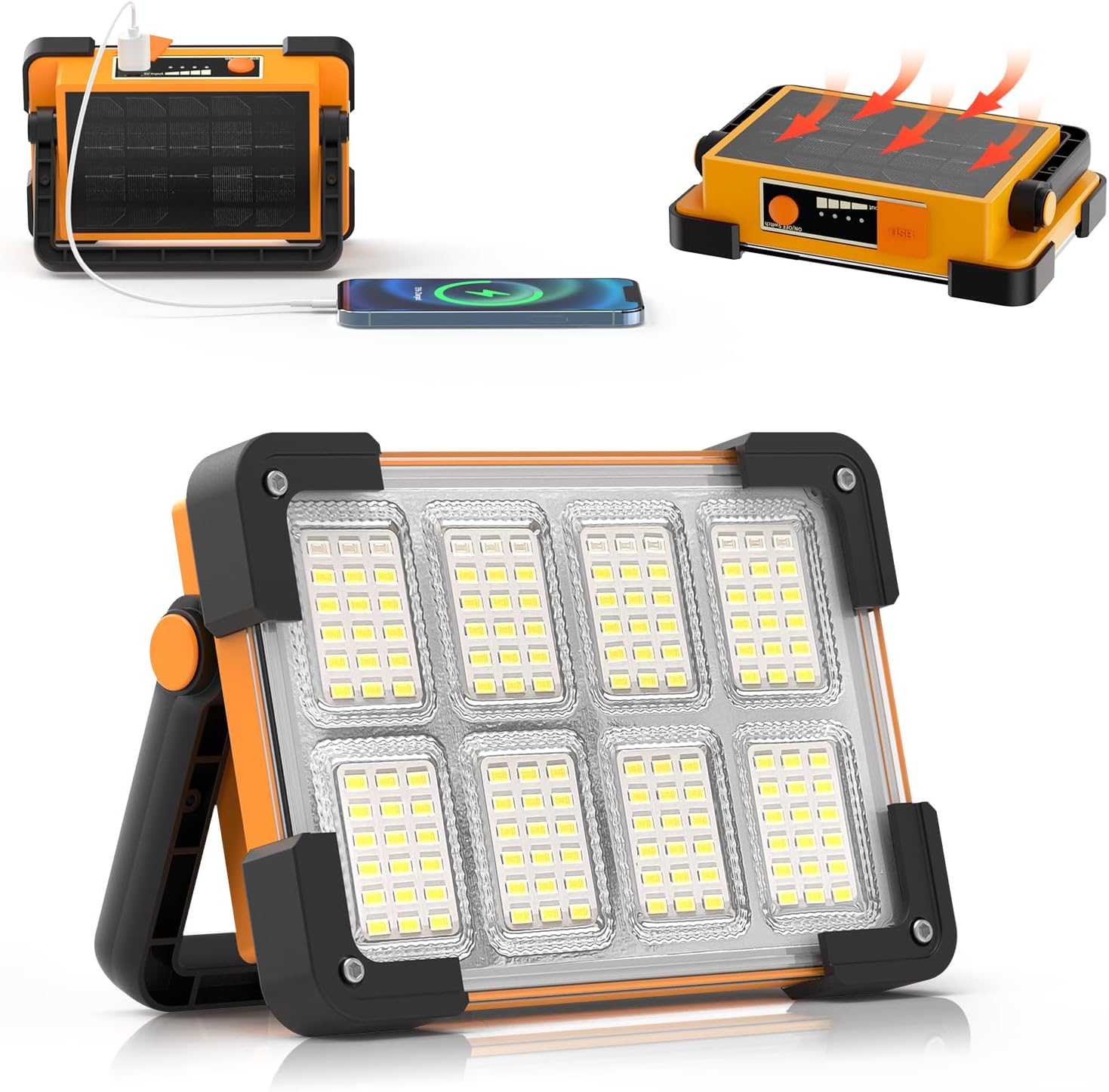 LED Rechargeable Work Light, LED Spot Light with USB Port, Portable Floodlight w...