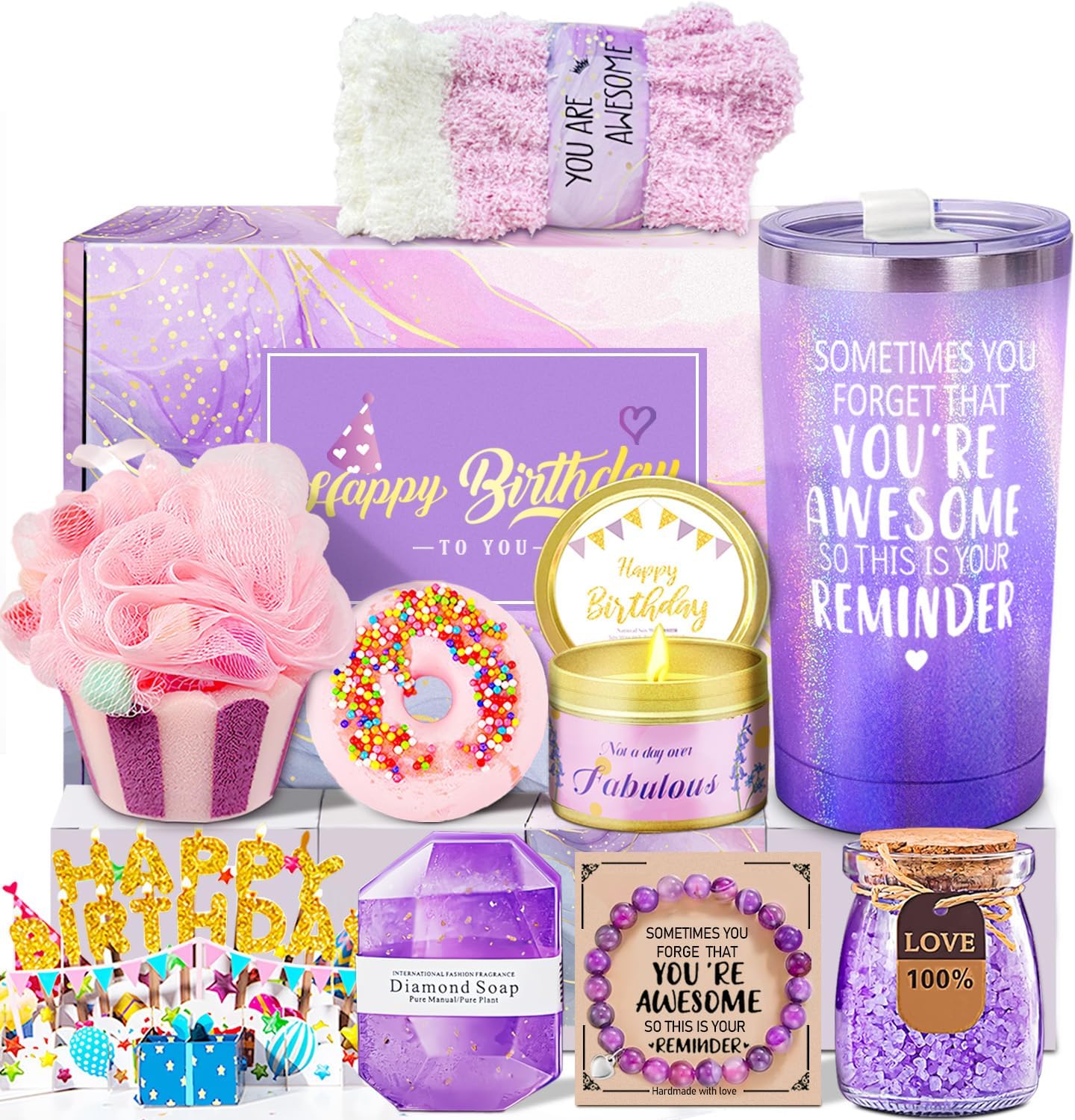 Awfrky Birthday Gifts for Women, Birthday Gifts for Her, Happy Birthday Hamper G...