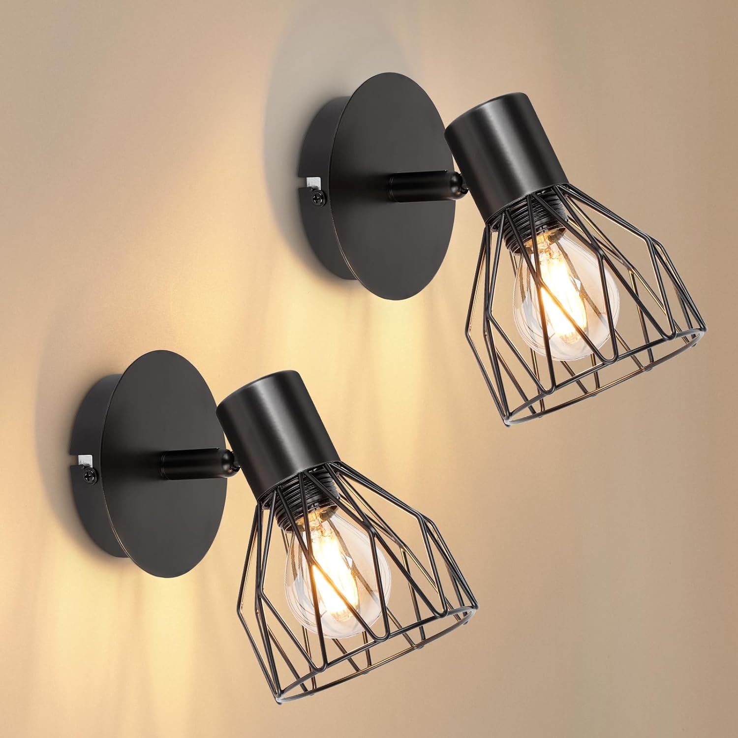 Dehobo Wall Lights Industrial with E14 Socket Adjustable Wire Cage Wall Lights S...