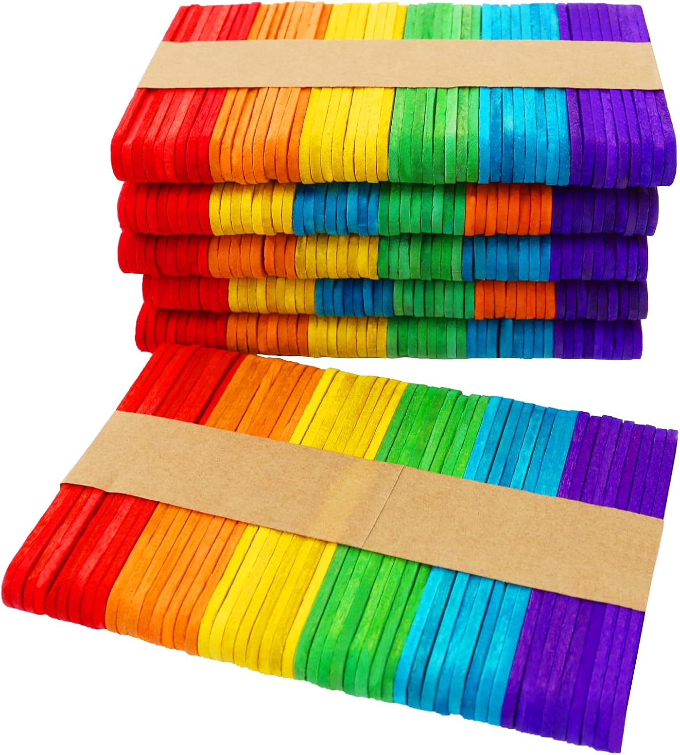 OWLKELA 300PCS Mini Coloured Lollipop Sticks 2.5 inch, Wood Lolly Craft Sticks,...