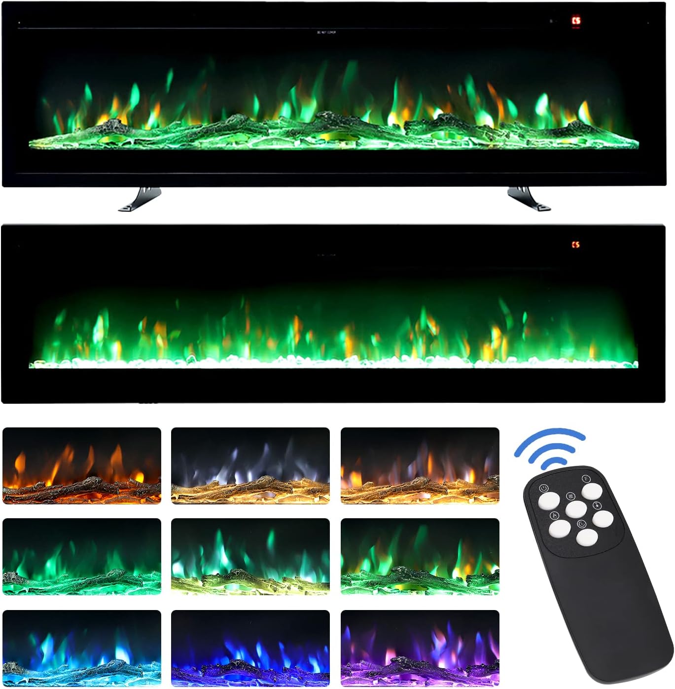 INMOZATA Electric Fire Wall Mounted/Recessed/Freestanding 127cm Electric Firepla...
