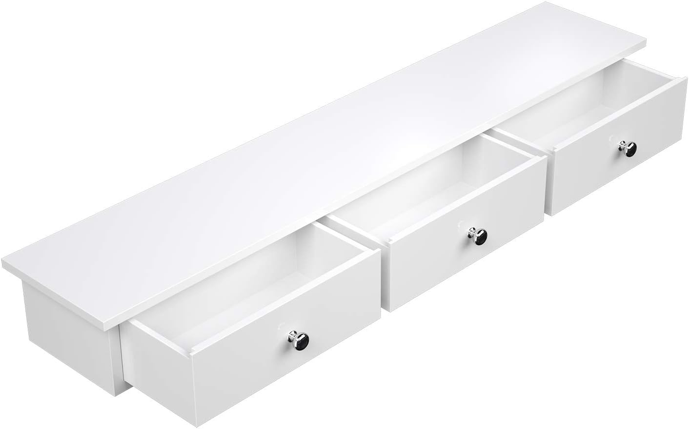 SONGMICS LWS085W01 Floating Wall Shelf with 3 Draw...