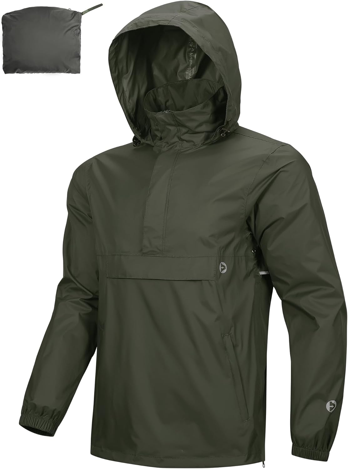 Outdoor Ventures Rain Jacket for Men Waterproof Pullover Lightweight Hooded Wind...