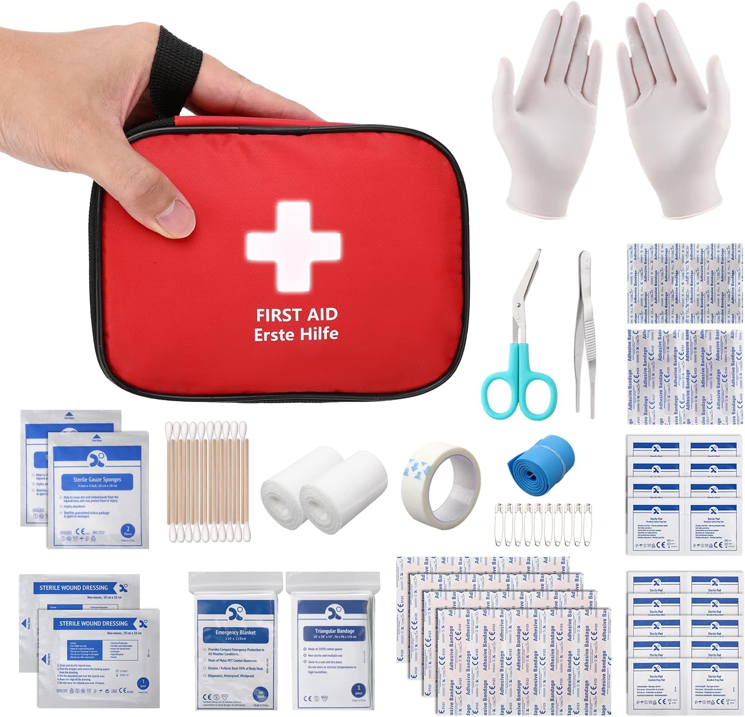 HONYAO First Aid Kit 90 Pcs, Small Travel First-Aid Bag, Mini Compact Survival K...