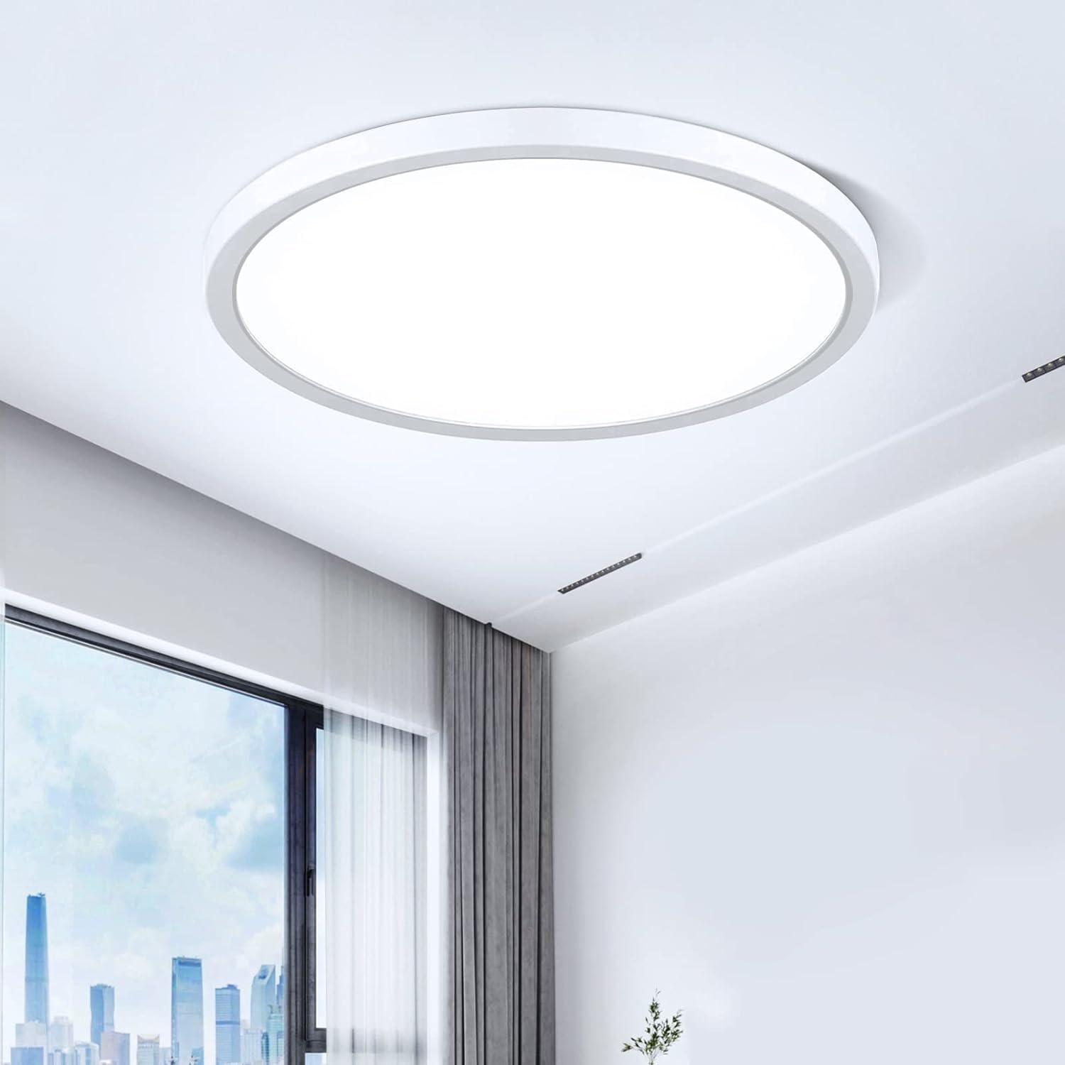 LightingWill 8.9 Inch LED Flush Mount Ceiling Light Fixture, 6000K Cool White, 1...