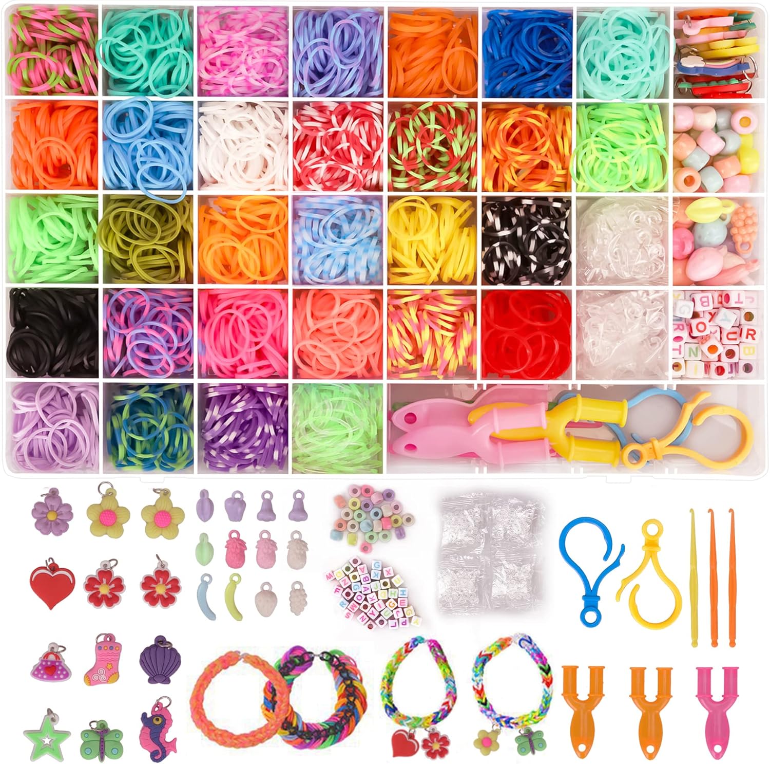 UUEMB 2500+ Loom Bands Kit, 30 Colors Loom Bands for DIY Refill Bracelet Making...