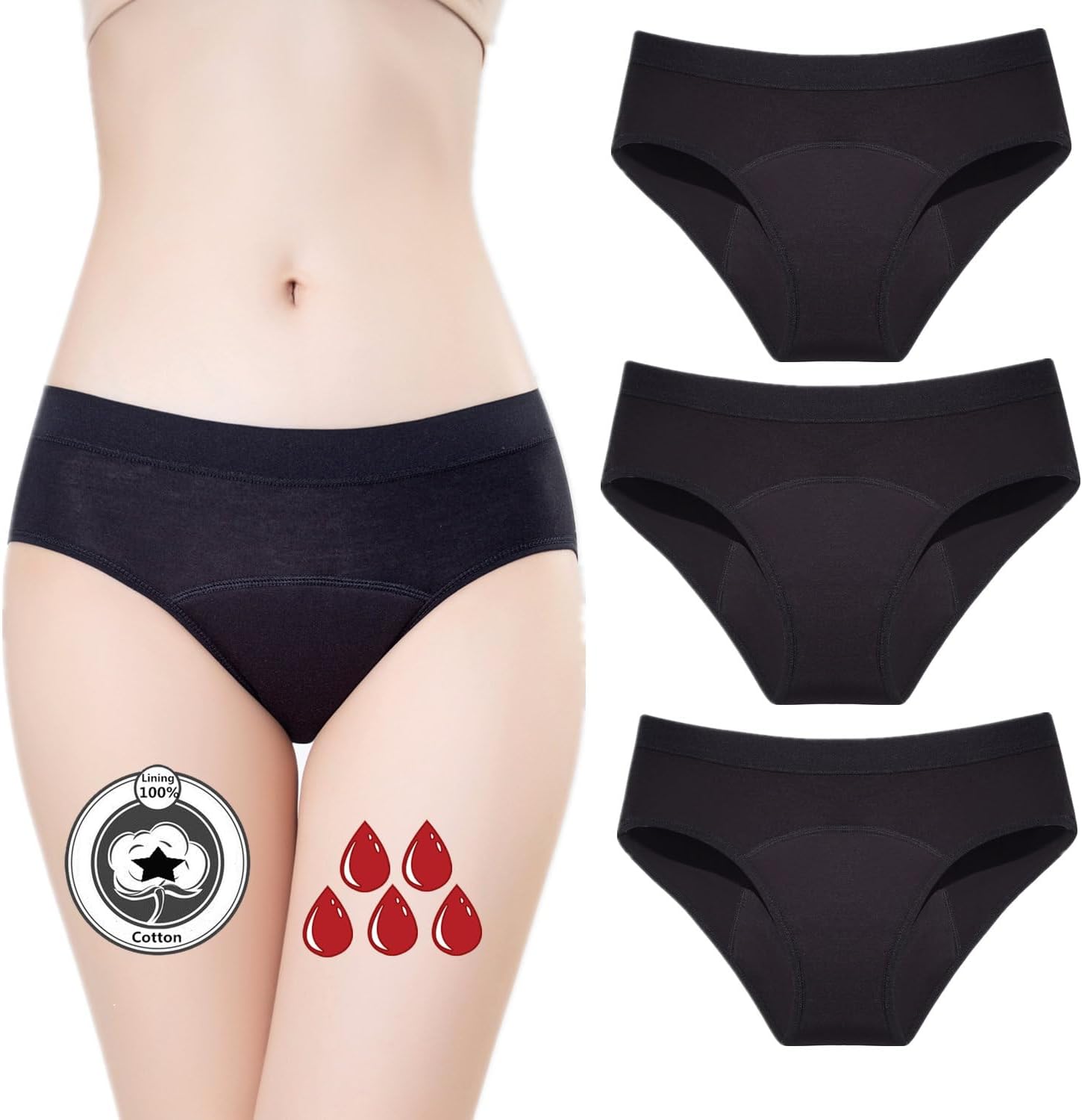 ZVZK Period Panties Heavy Flow 30ML Women Absorbent Leak Proof Panty Pants Menst...