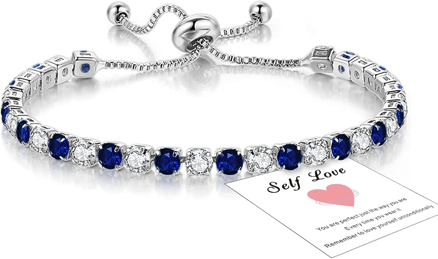 HEEYA Bracelet for Womens Sterling Silver Plated Tennis Bracelets Crystal Slider...