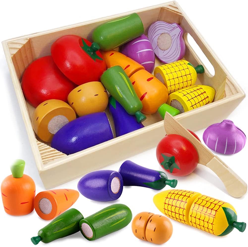 Airlab Wooden Play Food for Kids Kitchen Toys for Toddlers Cutting Pretend Toy F...