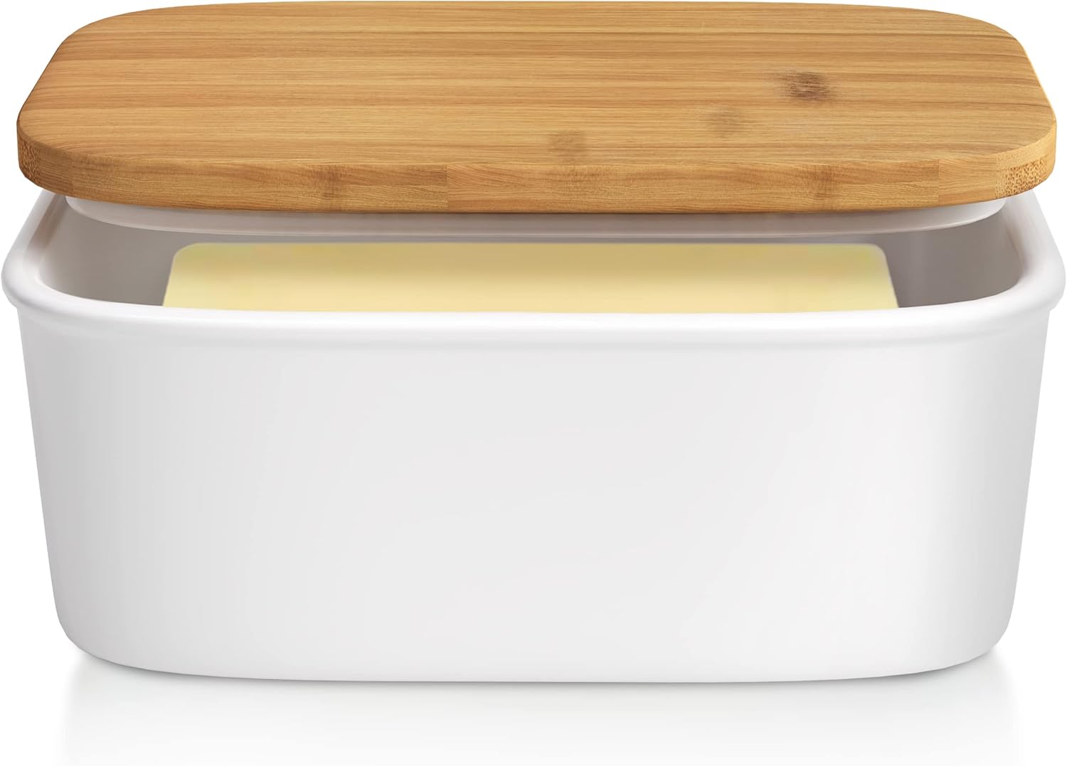Tydi - Elegant Porcelain Butter Dish with Lid Ceramic - 16x10.5x7 cm (600ml Capa...
