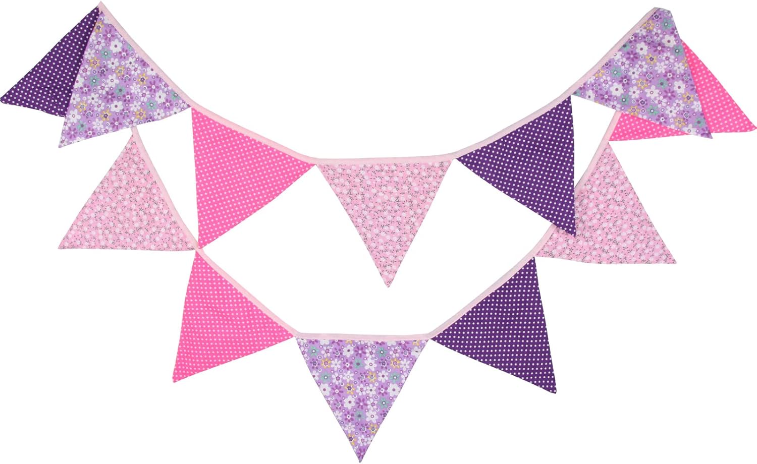 G2PLUS Double Sided Fabric Bunting Banner, Two Layer Triangle Floral Bunting, 3....