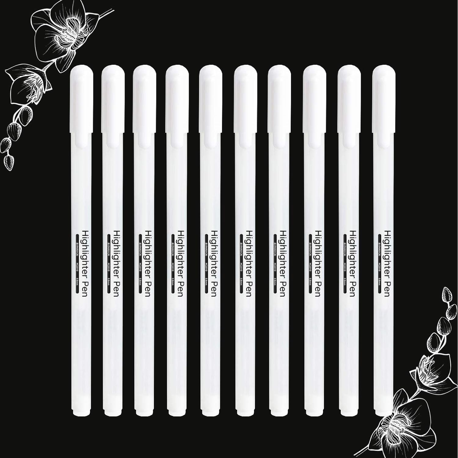 Johiux White Gel Pens,10 Pieces 0.8mm Fine Point Gel Pen Set, White Line Drawing...