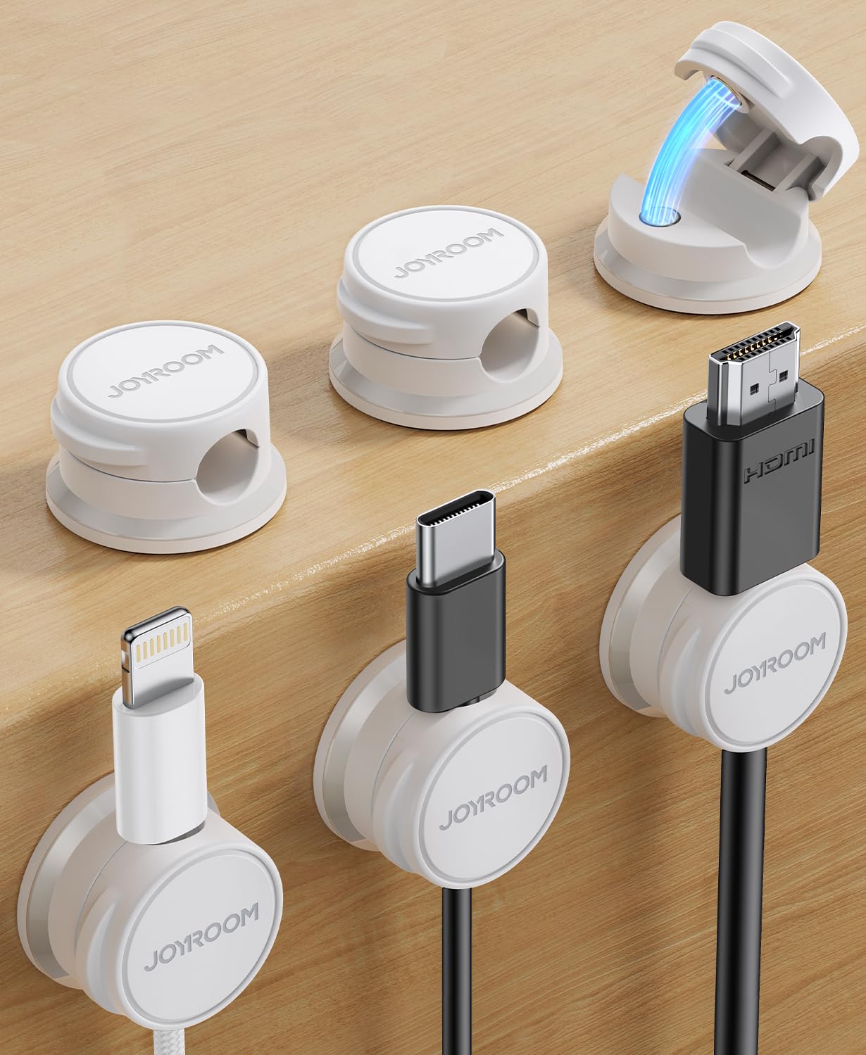 JOYROOM 6 Pack Cable Tidy Clips Cord Organiser Magnetic Cable Management Self Ad...