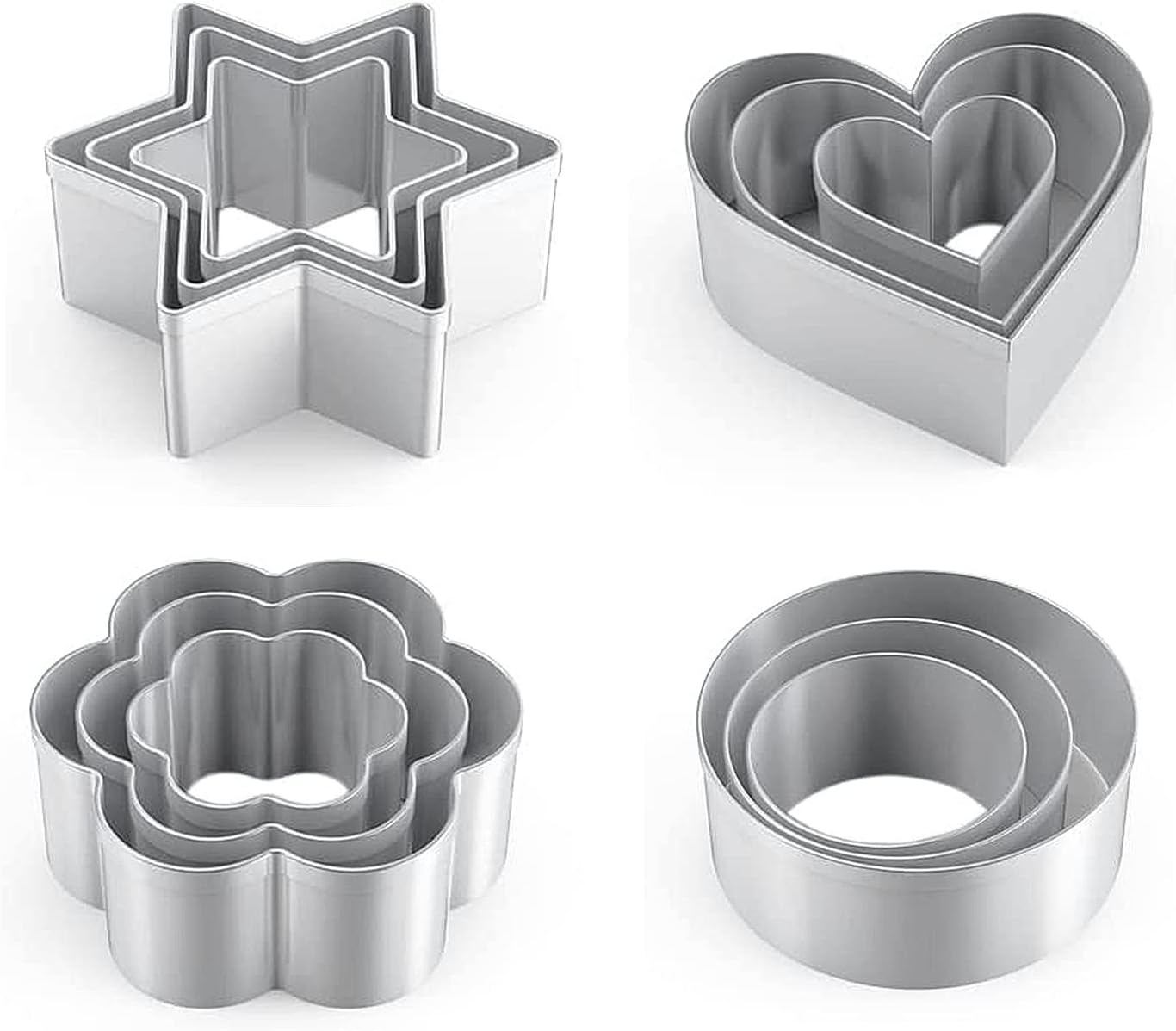 Metal Cookie Cutters Set - Star Cookie Cutter Stainless Steel Round Biscuit Cutt...