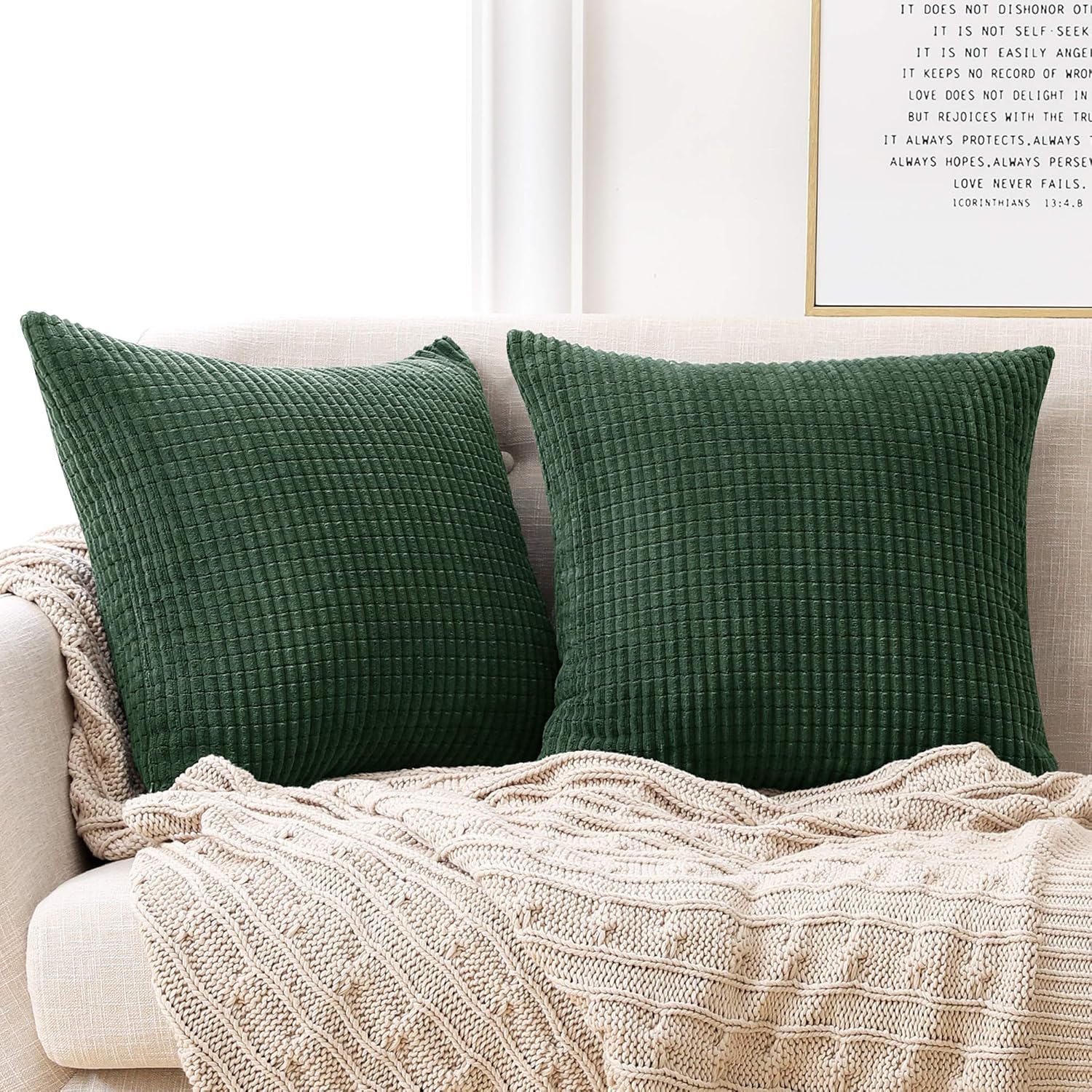 Deconovo Set of 2 Super Soft Corduroy Large Cushio...
