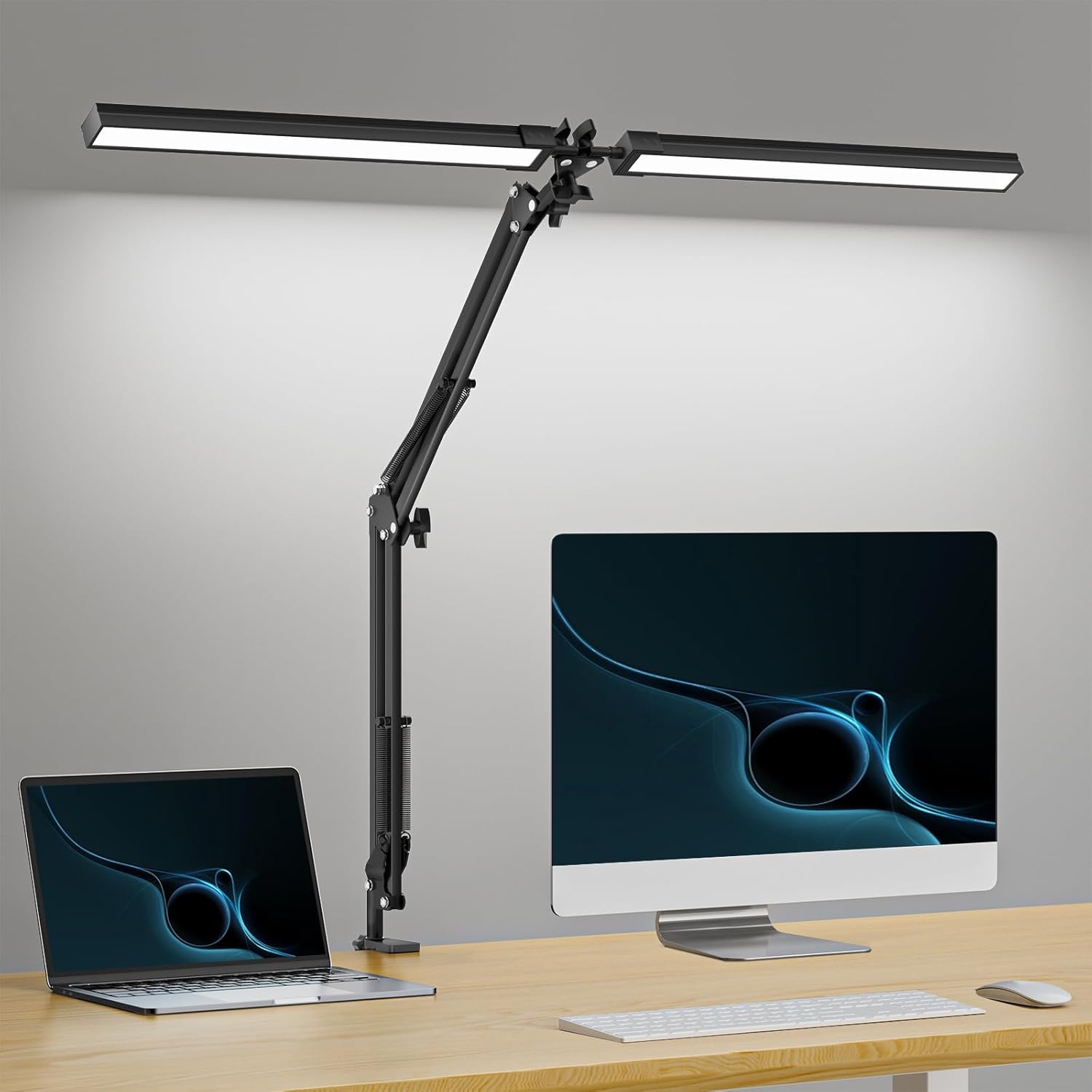 iVict LED Desk Lamp with Clamp, 24W Super Wide Desk Light for Home Office, 3 Col...