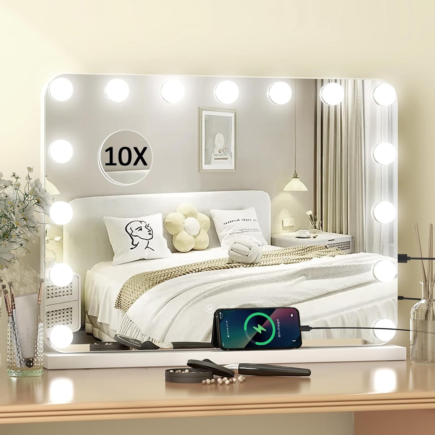 eklipt Hollywood Vanity Mirror with Lights, 58×45m Large Lighted Makeup Mirror w...