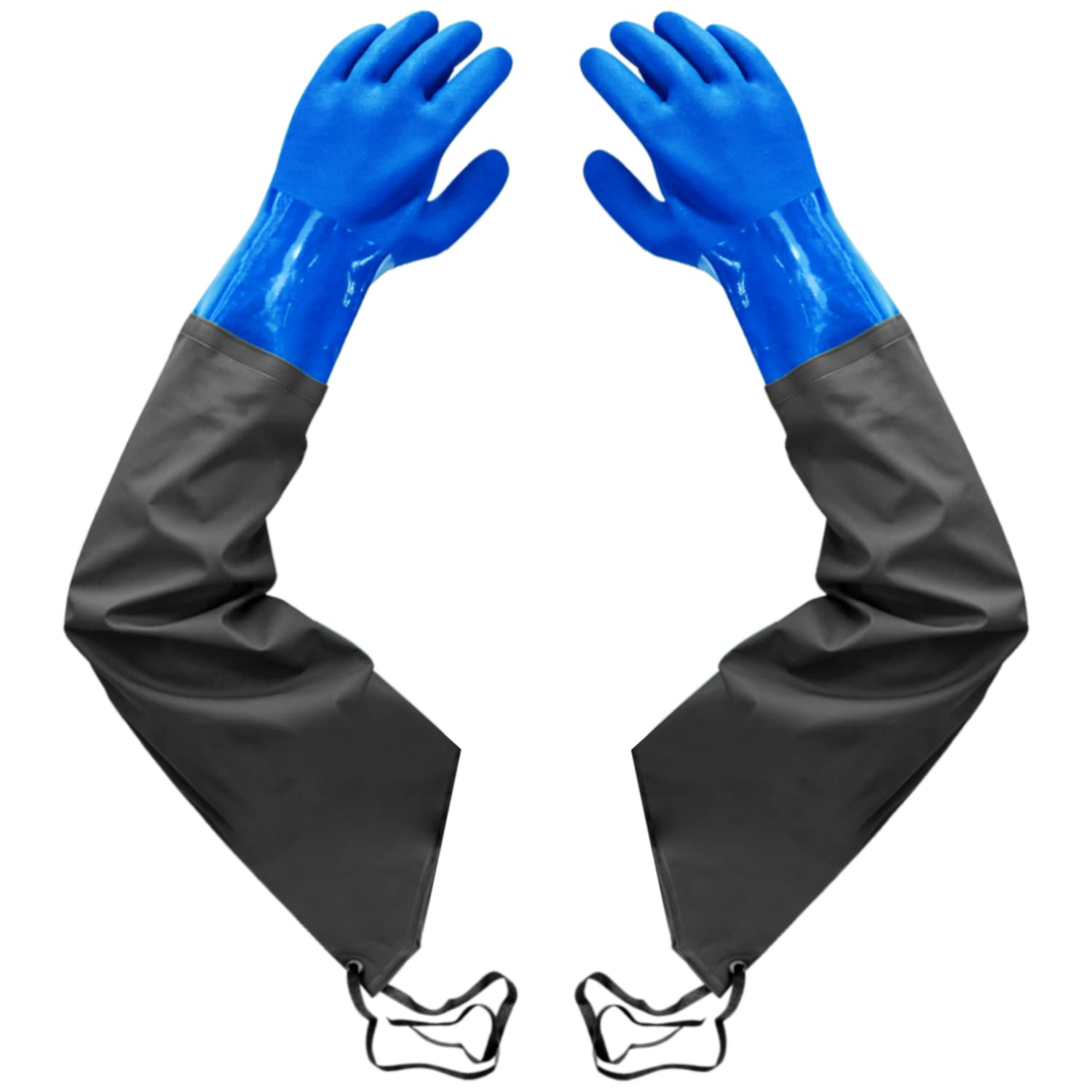 Long Rubber Gloves, Elbow Length Drain Gloves, Heavy Duty Pond Gloves, Chemical...
