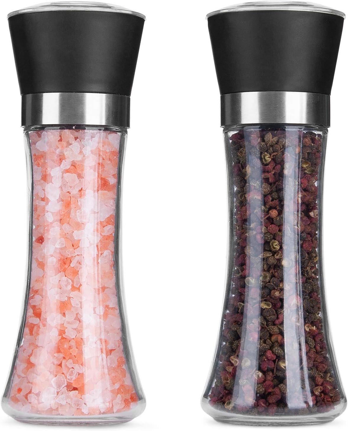 Hotder Salt and Pepper Grinder,Condiment Set,Himalayan Pink Salt & Peppercorn Mi...