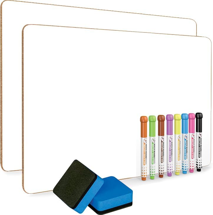 DumanAsen 2 Pack Dry Erase Lapboard, A3 Size Double Sided Mini Dry Erase Board,...