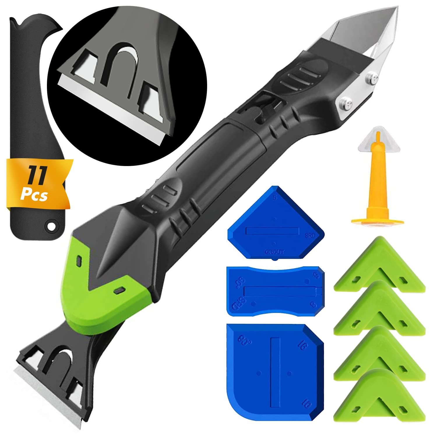 FOLAI Silicone Sealant Tool Finishing, Caulking Kit 5 in 1, Remover Stainless He...