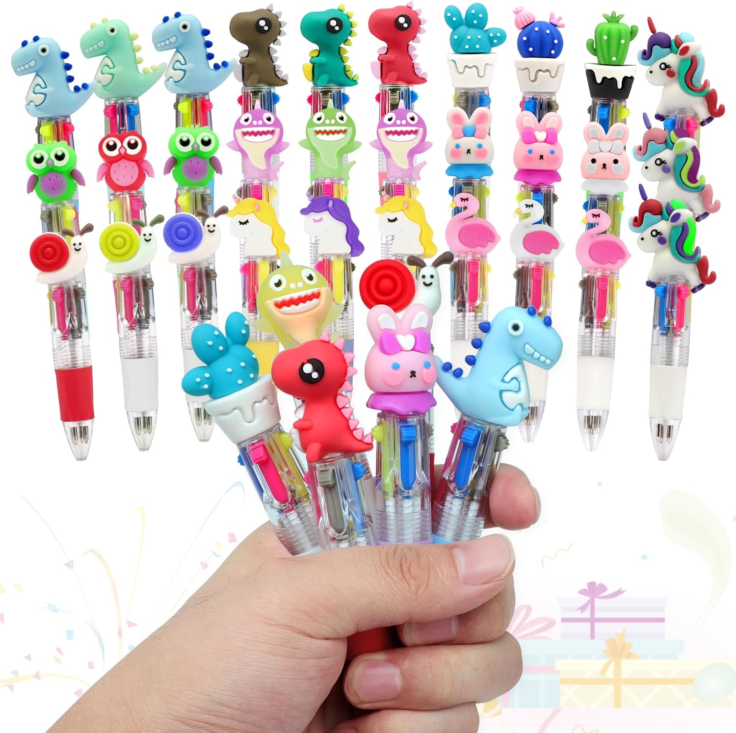 TOYESS 30Pcs Multicoloured Pens All in One, Party Bag Fillers for Girls and Boys...