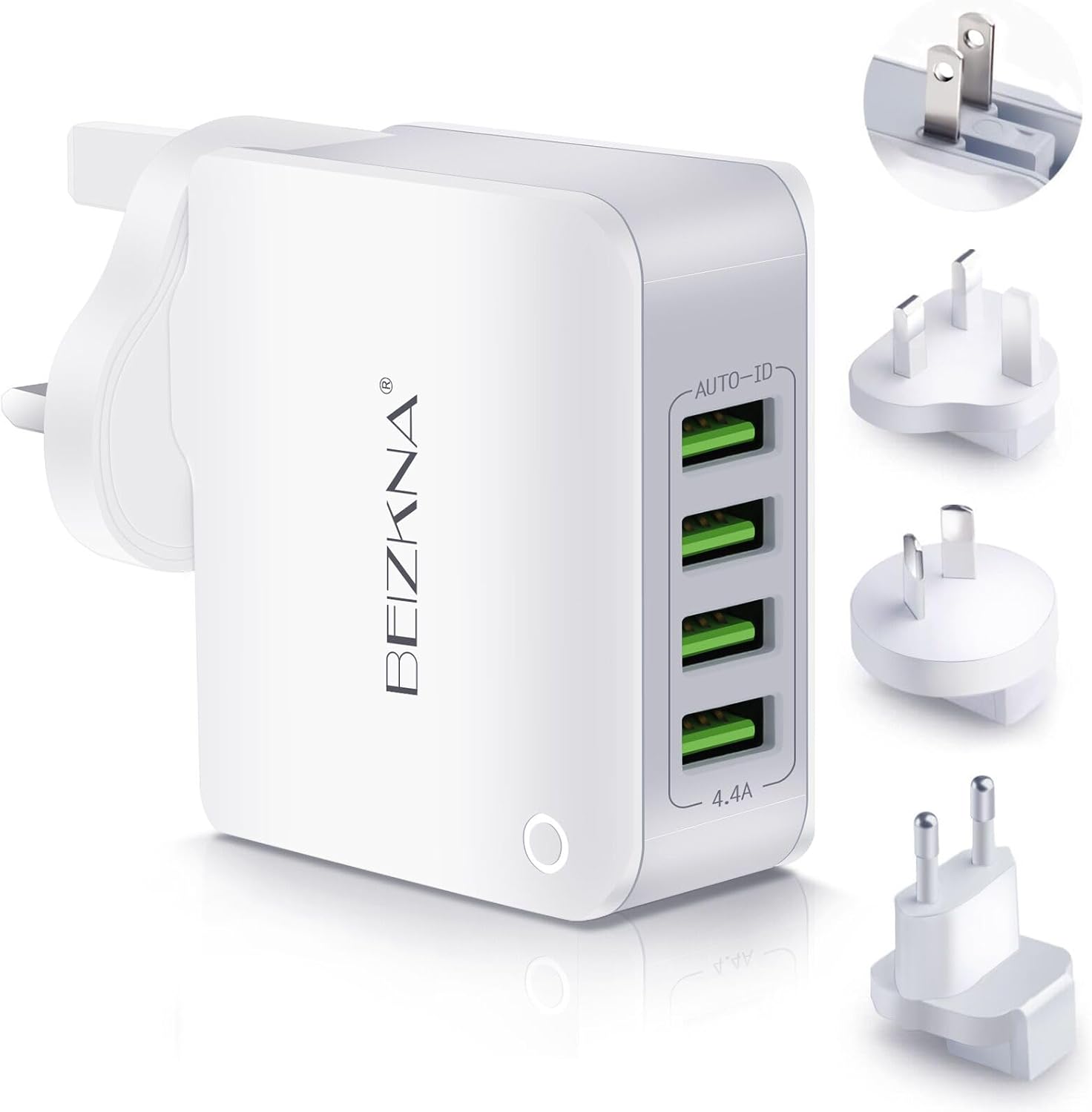 Travel Adapter 4 USB Universal Charger Plug Adaptor 22W 4.4A Multi USB Wall Plug...