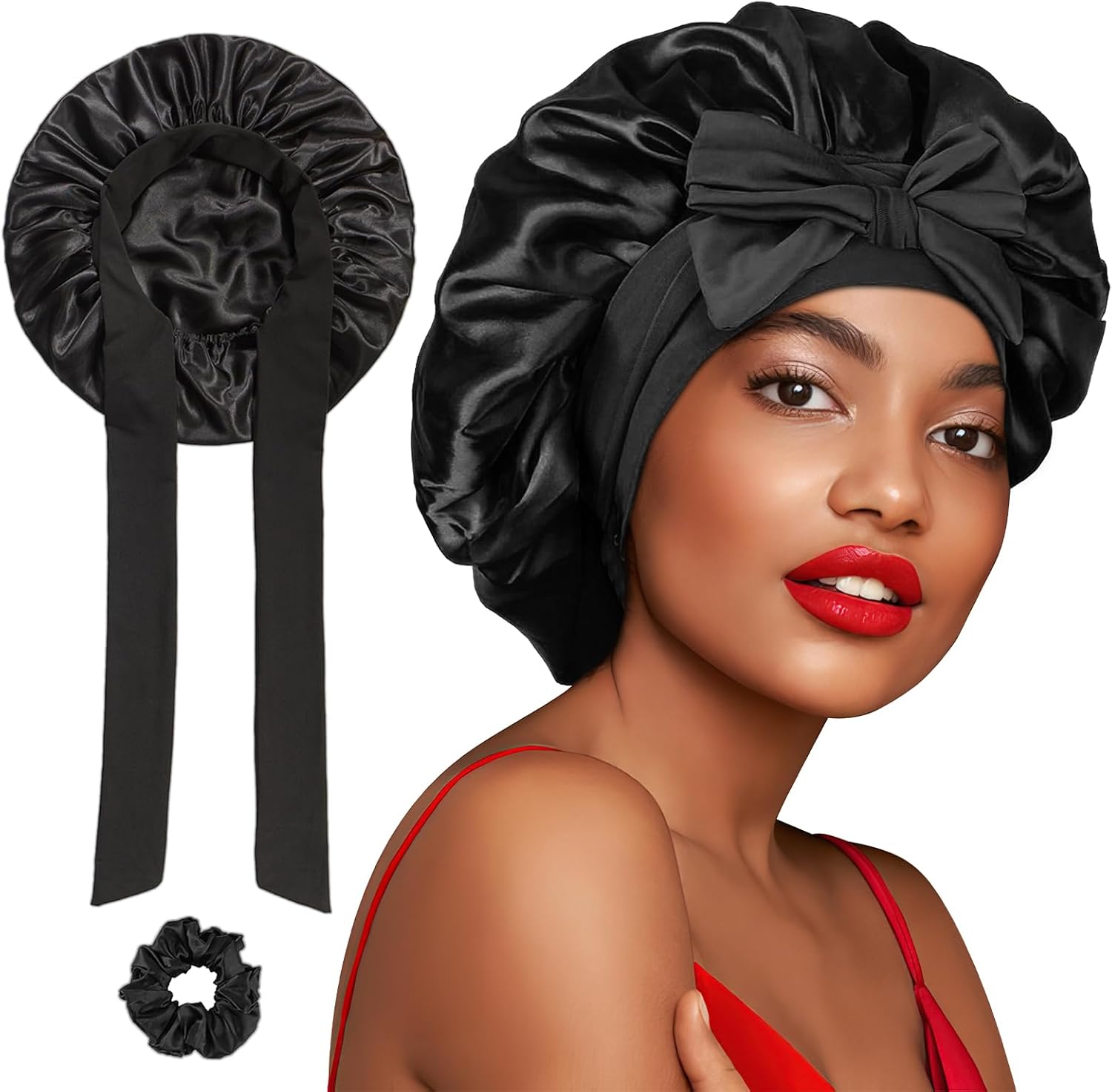 FOLAI Silk Bonnet, Satin Bonnet for Sleeping, 1 PCS Adjustable Silk Hair Bonnet...