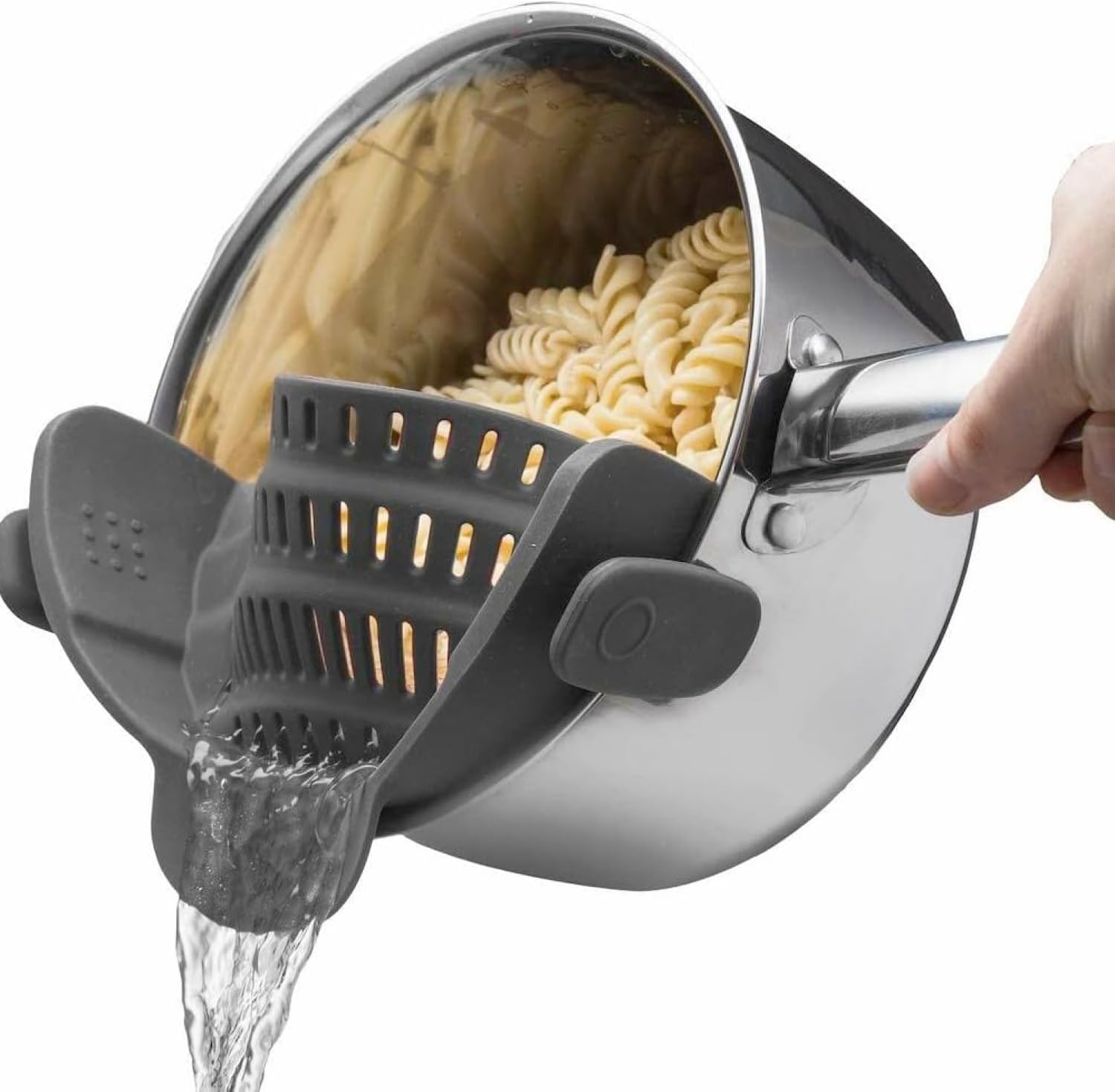 Kitchen Gizmo Snap N' Strain - Silicone Pasta Strainer Clip-On for Pots and Pans...