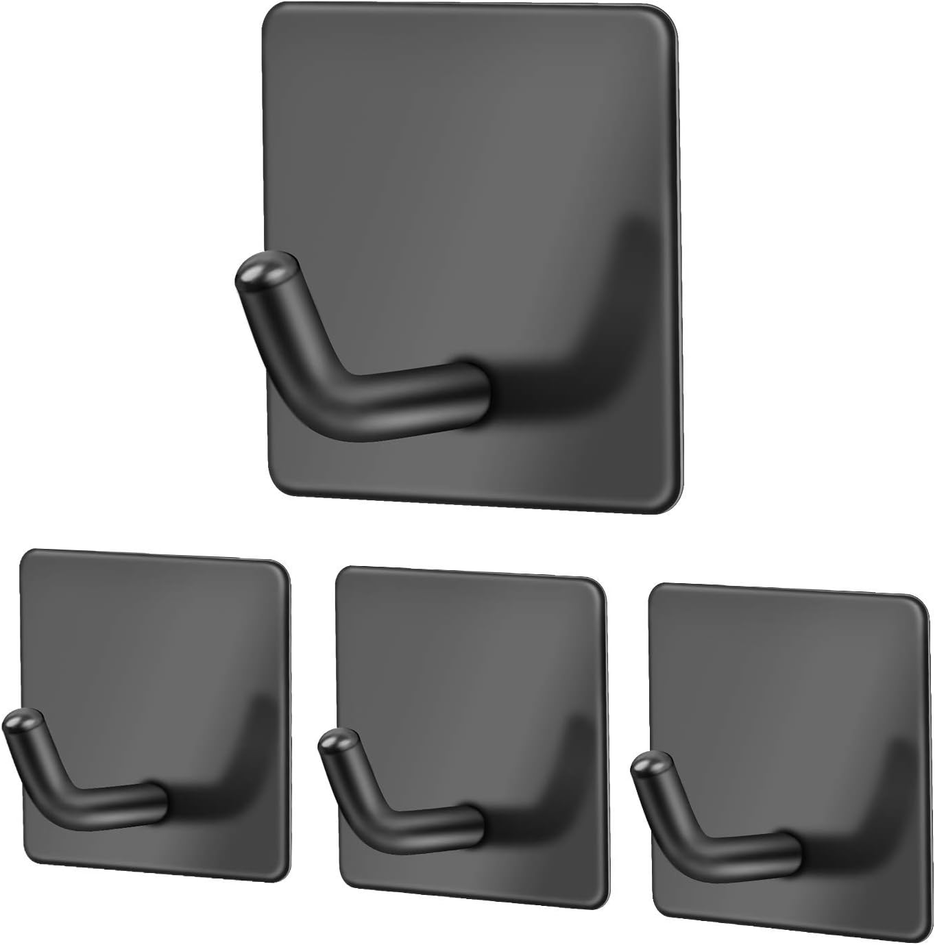JS 4 Pack Self Adhesive Hooks, Stick on Wall Hooks Heavy Duty Waterproof Coat Ke...