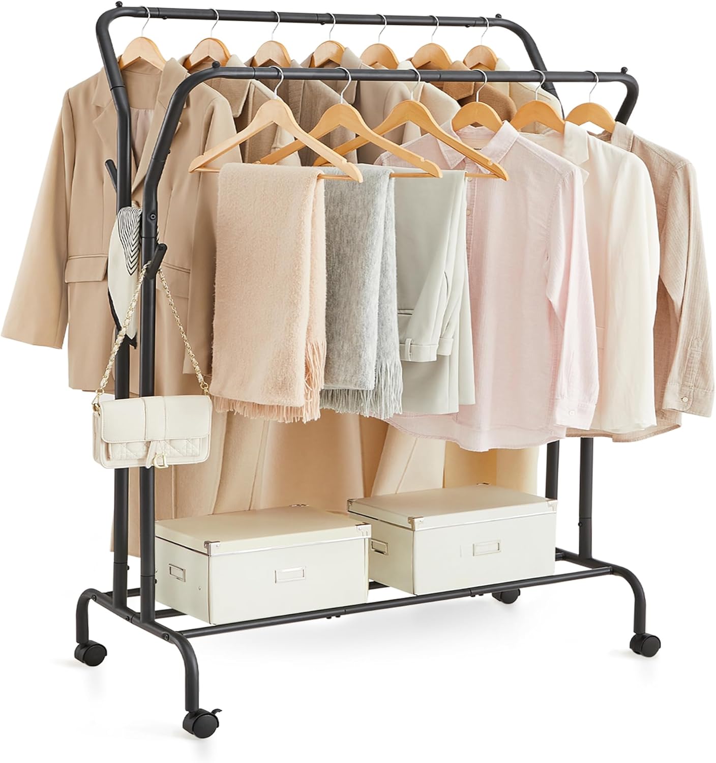 SONGMICS Clothes Rail, Clothes Rack, Double Clothe...