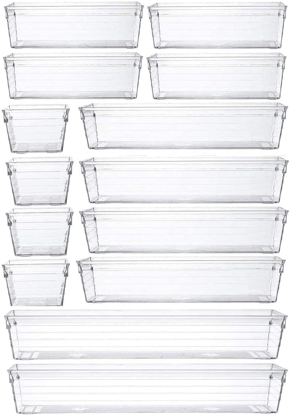 14 Pcs Kitchen Drawer Organiser Storage Trays for Makeup Bedroom Office, Desk Ve...
