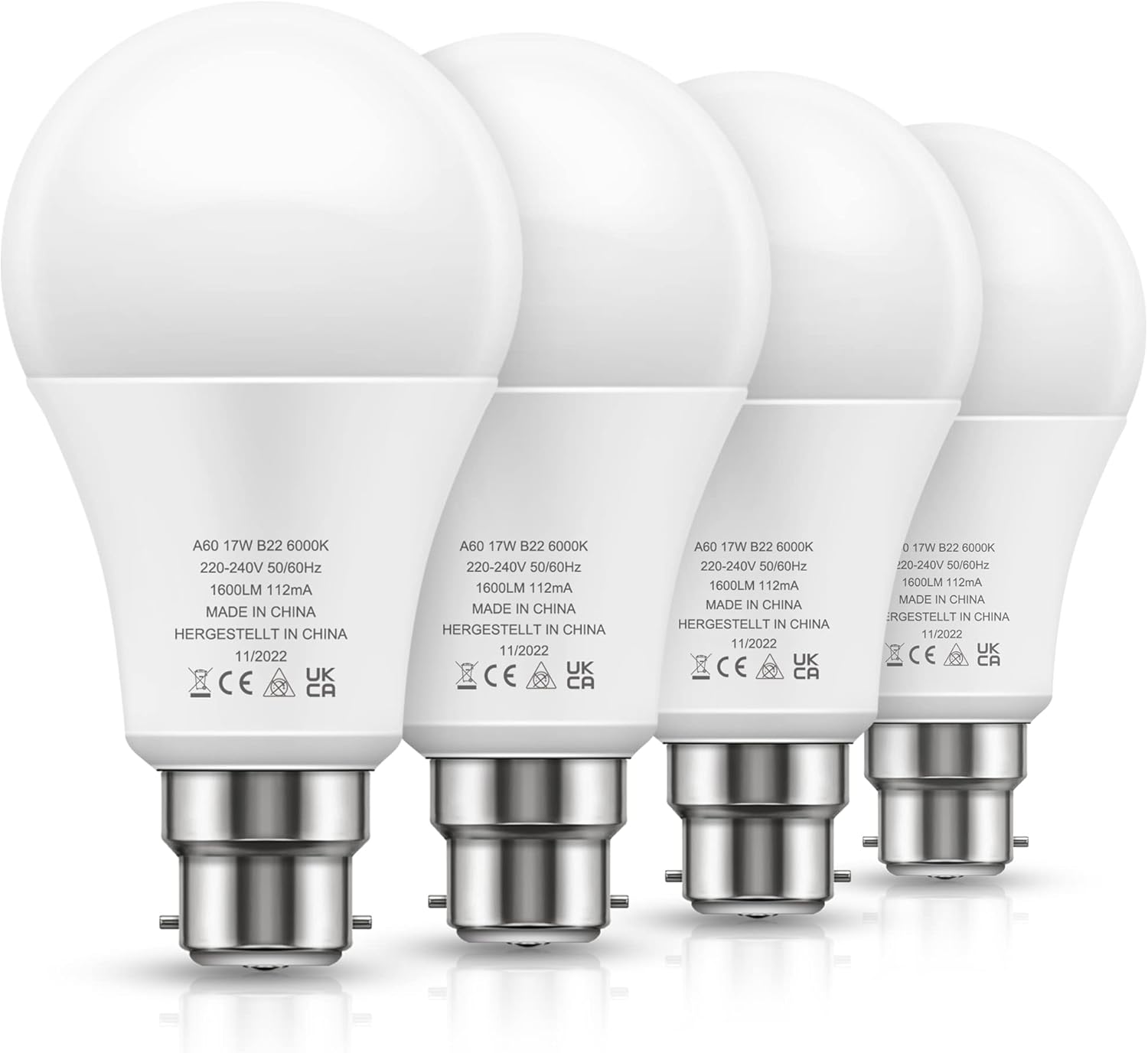 LOHAS B22 LED Bulbs 150W Equivalent, 17W LED Bayonet Light Bulb, Cool White 6000...