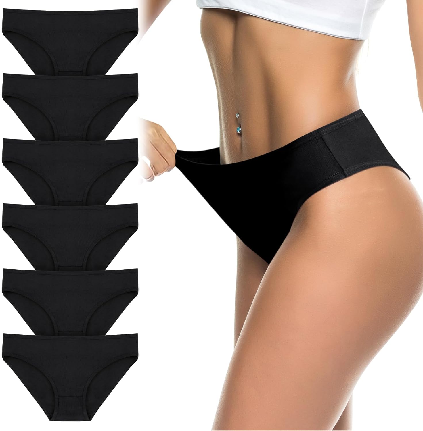 flintronic Women's Underwear, 6 Pcs Cotton Breatha...