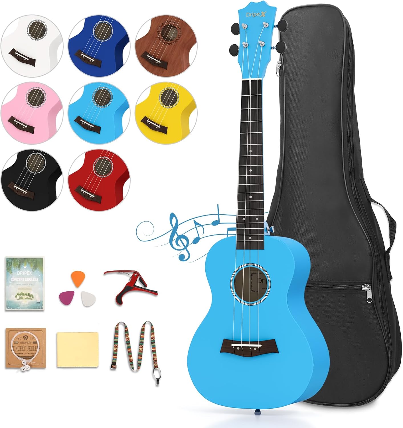 Dripex 23 Inch Concert Ukulele, Small Guitar Ukelele, Professonial Wood Ukulele...