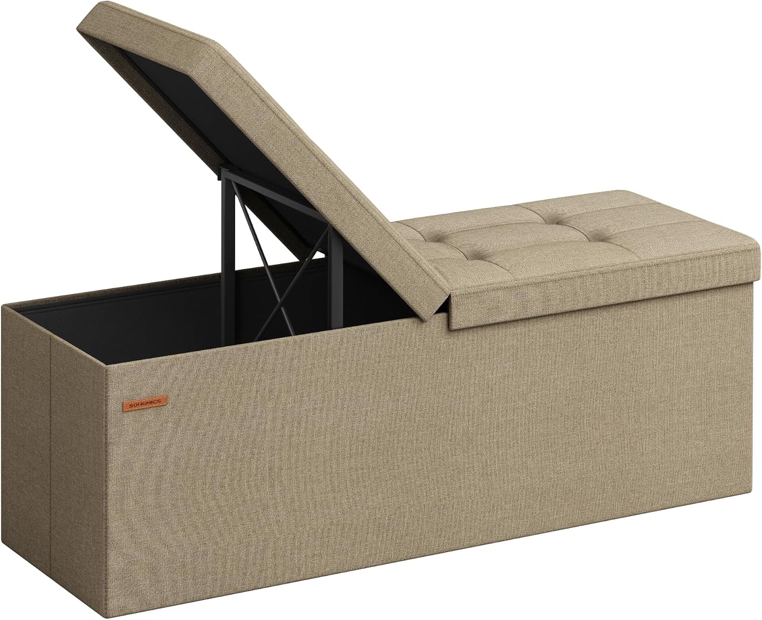 SONGMICS Storage Ottoman, Foldable Storage Bench, 38 x 110 x 38 cm, Flipping Lid...
