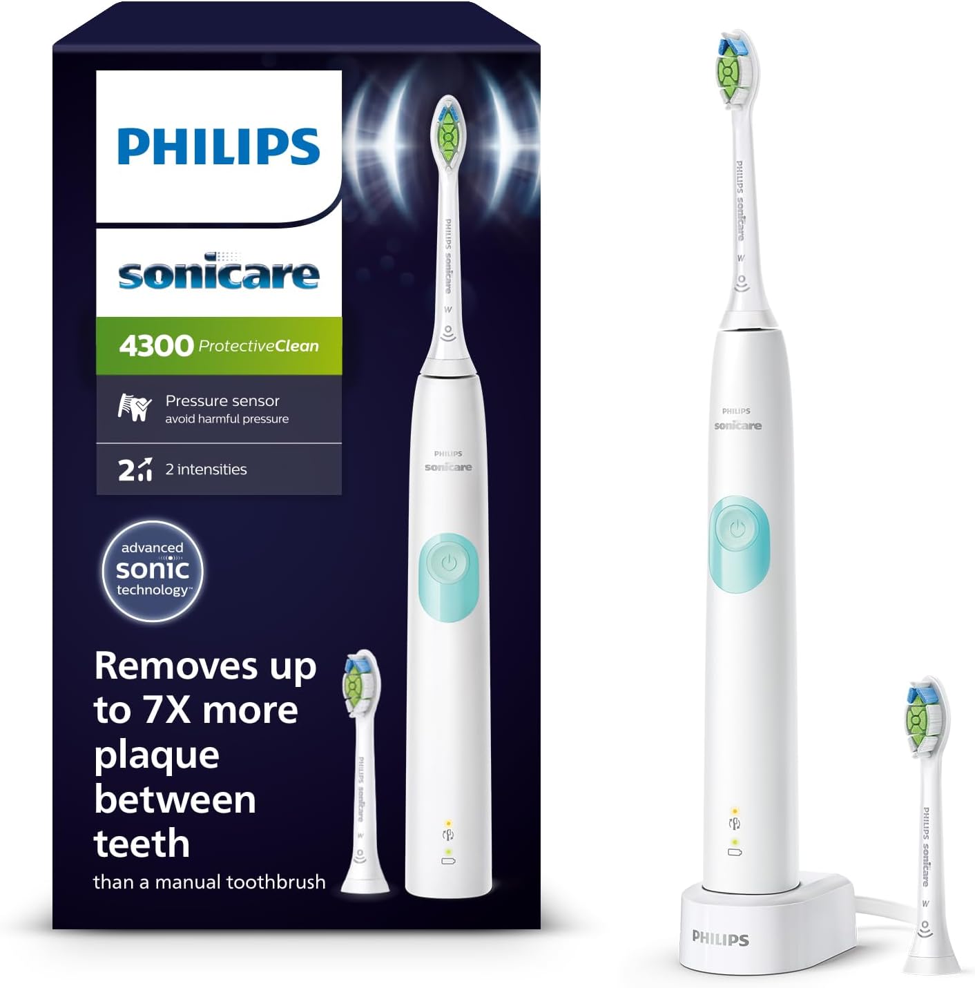 Philips Sonicare ProtectiveClean 4300 Electric Toothbrush, Sonic Toothbrush with...