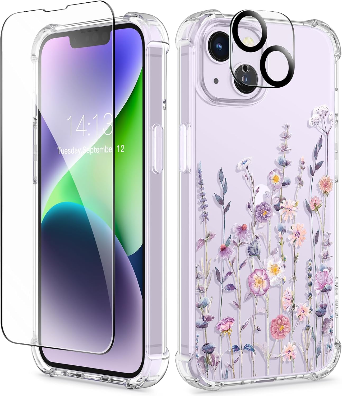 GVIEWIN Compatible with iPhone 14 Case 6.1 Inch 2022, with Tempered Glass Screen...
