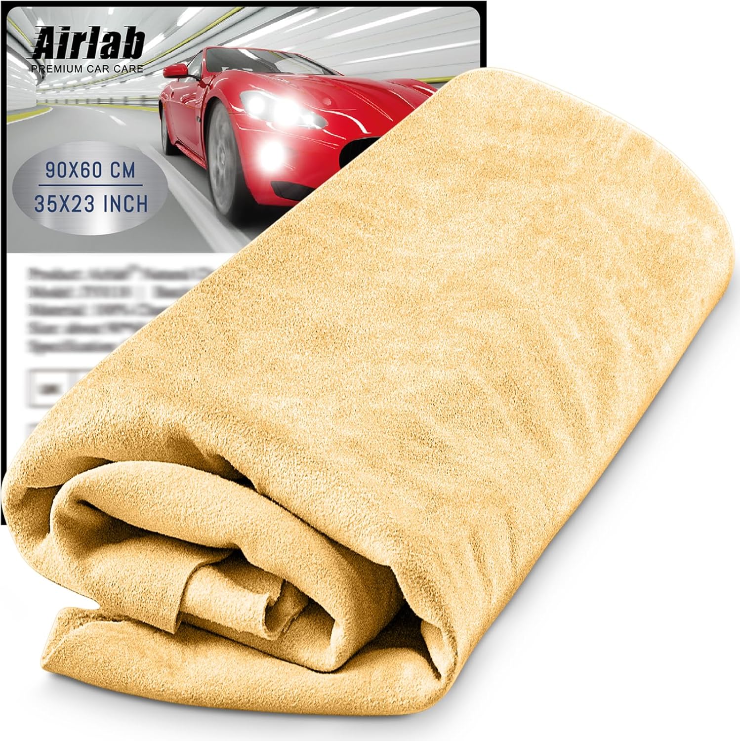 Airlab Large Genuine Chamois Leather XXL/90x60 cm, Shammy Leather Cloth, Car Was...