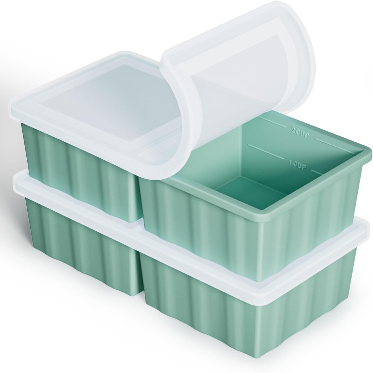 Silicone Freezer Tray for Soup Ice Cubes: 2-Cup Freezing Tray for Meal Prep - 2P...