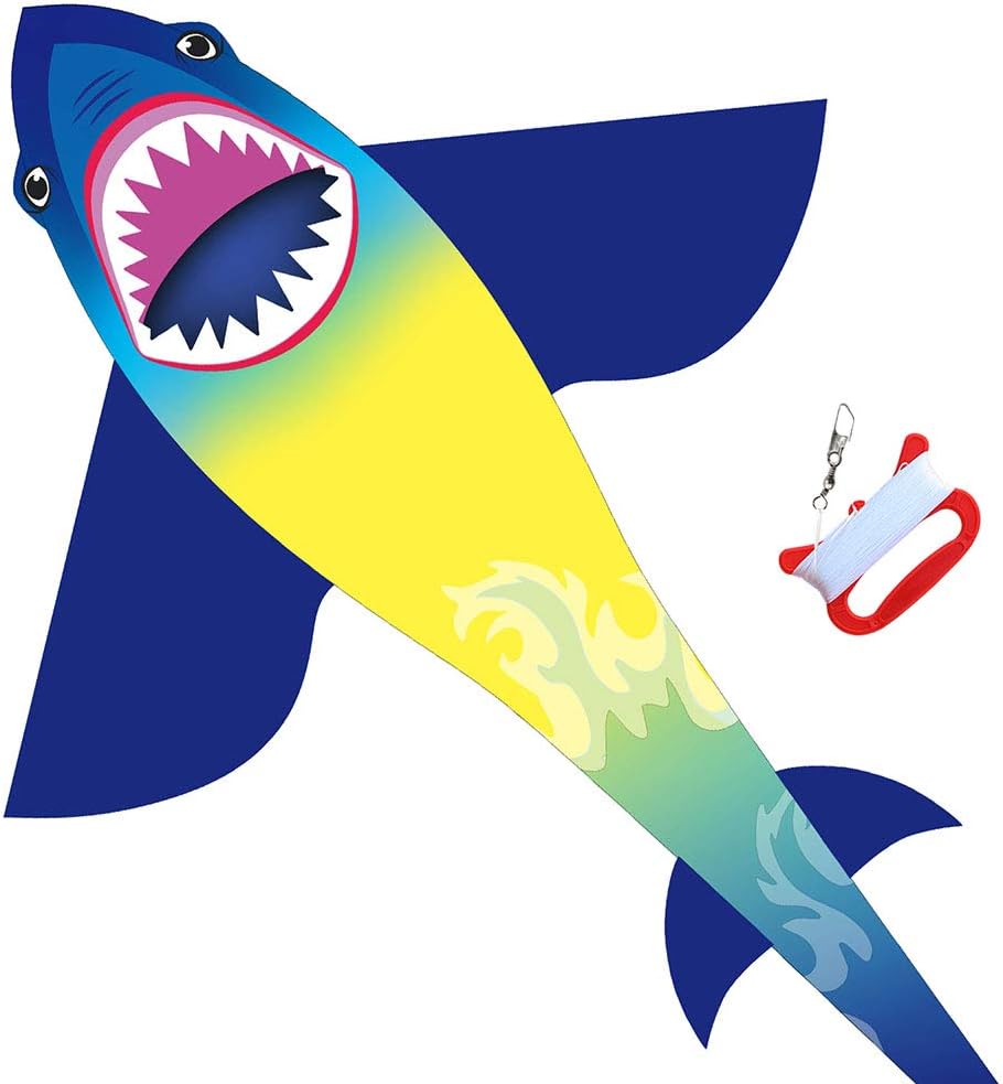 HONBO Large Shark Kites for Kids & Adults, Easy to Fly, Beginner Kite for Boys &...