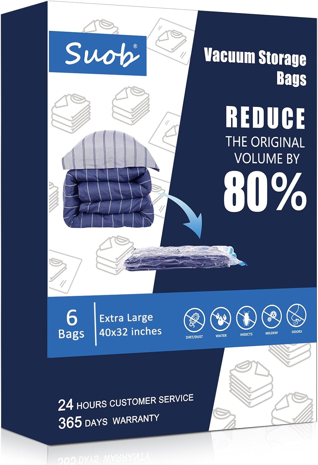 Suob Vacuum Storage Bags Jumbo - 6 Pack 100x80cm Extra Large Vacuum Storage Bags...