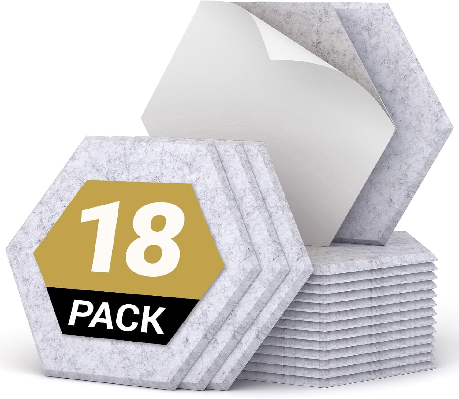 18 Pack Hexagon Acoustic Panels, TONOR 12"x 10"x 0.4" High Density Sound Proof P...