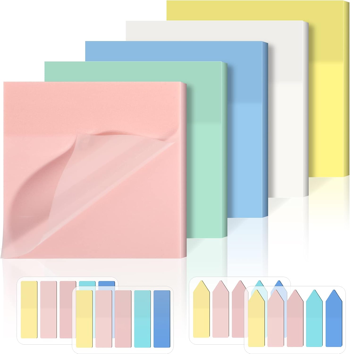 Sticky Notes, 650 Sheets Transparent Sticky Notes, Pastel Clear Sticky Notes, Se...