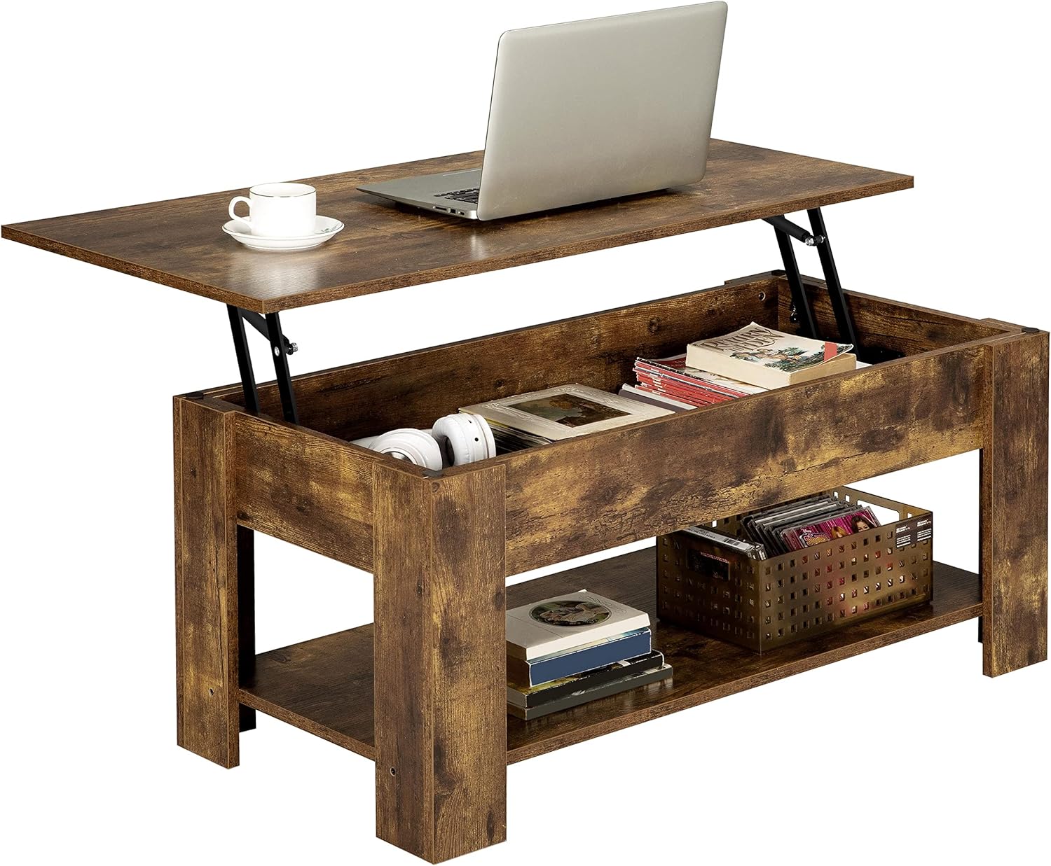 Yaheetech Lift Top Coffee Table, Wood Lifting Table Tea with Storage Shelf for L...