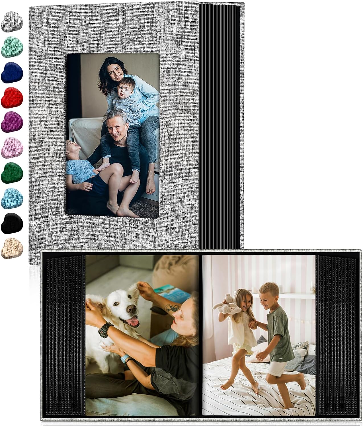 Ejblfe Photo Album 4x6,Linen Cover Slide-in Photo Album Book Can Holds 100 4x6 P...